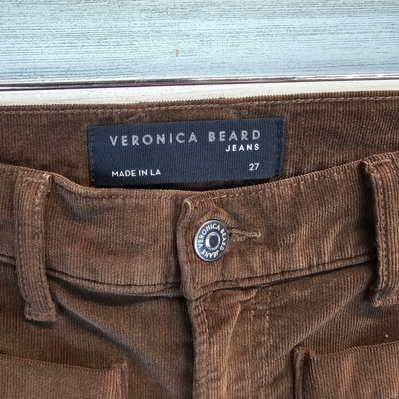 Veronica Beard Sheridan High Rise Exaggerated Flare Corduroy Pants Choc Brown 27 - Picture 12 of 13